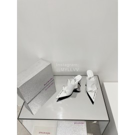 Lost In Echo Cowhide Pointed High Heeled Sandals For Women White