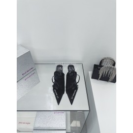 Lost In Echo Cowhide Pointed High Heeled Sandals For Women Black