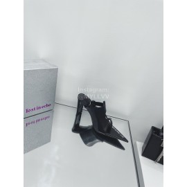 Lost In Echo Cowhide Pointed High Heeled Sandals For Women Black