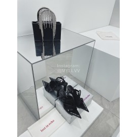 Lost In Echo Cowhide Pointed High Heeled Sandals For Women Black