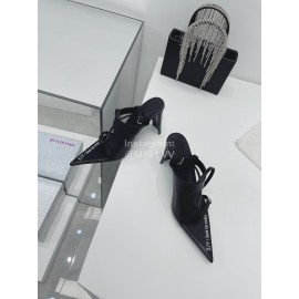 Lost In Echo Cowhide Pointed High Heeled Sandals For Women Black