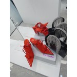 Lost In Echo Cowhide Pointed High Heeled Sandals For Women Red