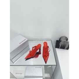 Lost In Echo Cowhide Pointed High Heeled Sandals For Women Red