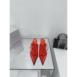 Lost In Echo Cowhide Pointed High Heeled Sandals For Women Red