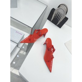 Lost In Echo Cowhide Pointed High Heeled Sandals For Women Red