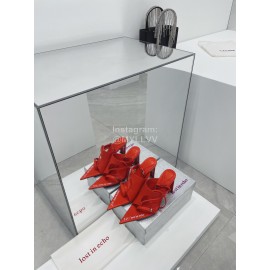 Lost In Echo Cowhide Pointed High Heeled Sandals For Women Red