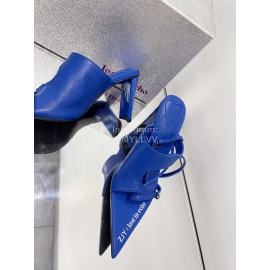 Lost In Echo Cowhide Pointed High Heeled Sandals For Women Blue