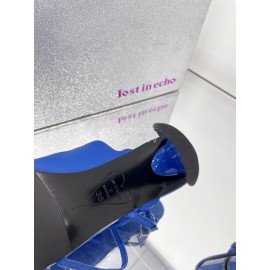 Lost In Echo Cowhide Pointed High Heeled Sandals For Women Blue