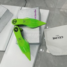 Lost In Echo Pvc Pointed High Heeled Slippers For Women Green