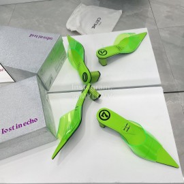 Lost In Echo Pvc Pointed High Heeled Slippers For Women Green