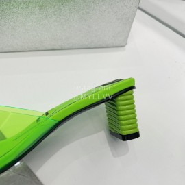 Lost In Echo Pvc Pointed High Heeled Slippers For Women Green