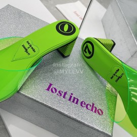 Lost In Echo Pvc Pointed High Heeled Slippers For Women Green