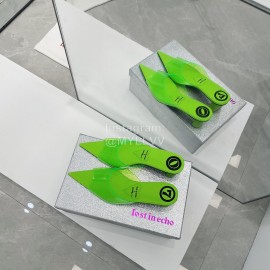 Lost In Echo Pvc Pointed High Heeled Slippers For Women Green