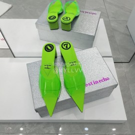 Lost In Echo Pvc Pointed High Heeled Slippers For Women Green