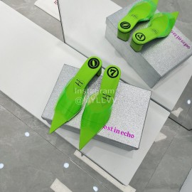 Lost In Echo Pvc Pointed High Heeled Slippers For Women Green