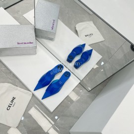 Lost In Echo Pvc Pointed High Heeled Slippers For Women Blue