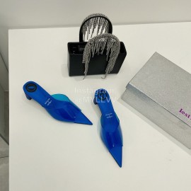 Lost In Echo Pvc Pointed High Heeled Slippers For Women Blue