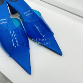 Lost In Echo Pvc Pointed High Heeled Slippers For Women Blue