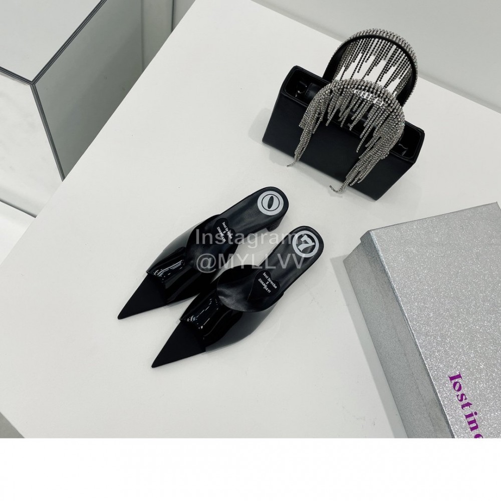 Lost In Echo Pvc Pointed High Heeled Slippers For Women Black