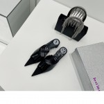 Lost In Echo Pvc Pointed High Heeled Slippers For Women Black