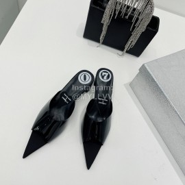 Lost In Echo Pvc Pointed High Heeled Slippers For Women Black