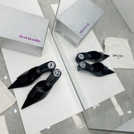 Lost In Echo Pvc Pointed High Heeled Slippers For Women Black