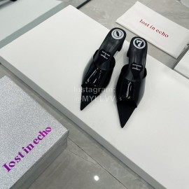 Lost In Echo Pvc Pointed High Heeled Slippers For Women Black