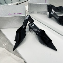 Lost In Echo Pvc Pointed High Heeled Slippers For Women Black