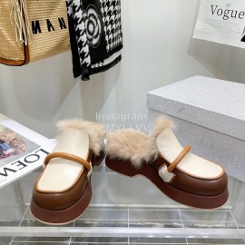 Lost In Echo Rabbit Hair Cow Skin Thick Soled Sandals For Women