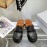 Lost In Echo Rabbit Hair Cow Skin Thick Soled Sandals For Women Black