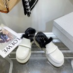 Lost In Echo Rabbit Hair Cow Skin Thick Soled Sandals For Women White