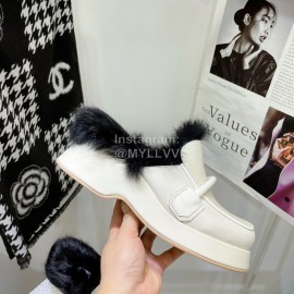 Lost In Echo Rabbit Hair Cow Skin Thick Soled Sandals For Women White