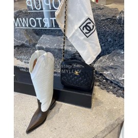 Lost In Echo Cowhide Pointed Thick High Heeled Boots For Women White