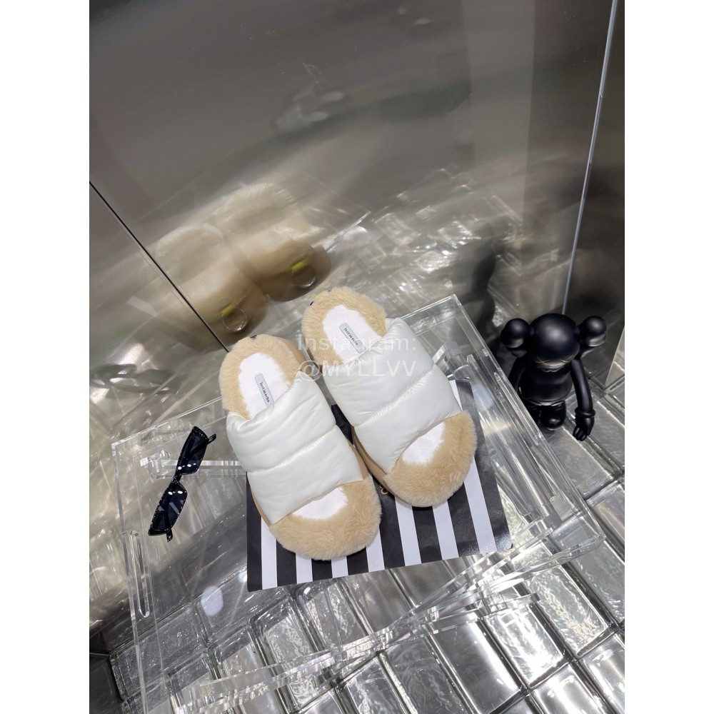 Lost In Echo Fashionable Calf Leather Down Slippers For Women White