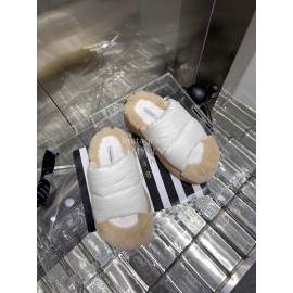 Lost In Echo Fashionable Calf Leather Down Slippers For Women White