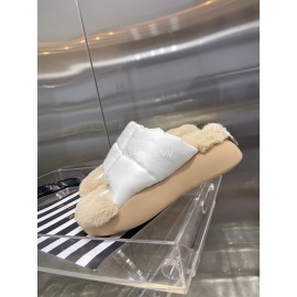 Lost In Echo Fashionable Calf Leather Down Slippers For Women White