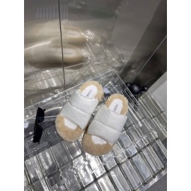 Lost In Echo Fashionable Calf Leather Down Slippers For Women White