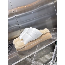 Lost In Echo Fashionable Calf Leather Down Slippers For Women White