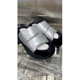 Lost In Echo Fashionable Calf Leather Down Slippers For Women Silver