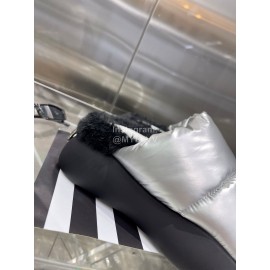 Lost In Echo Fashionable Calf Leather Down Slippers For Women Silver