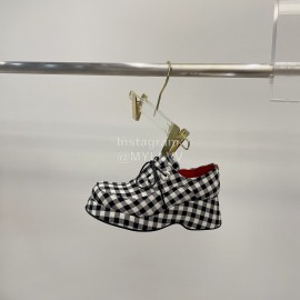 Lost In Echo Plaid Cowhide Thick Soled Loafers For Women Black