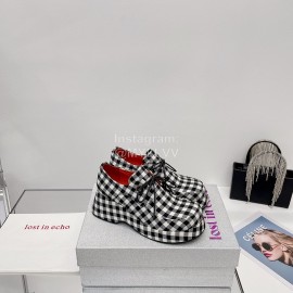 Lost In Echo Plaid Cowhide Thick Soled Loafers For Women Black