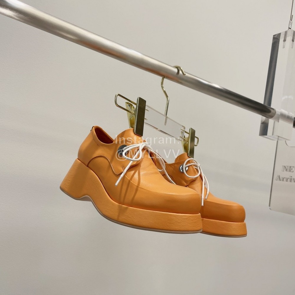 Lost In Echo Fashion Cowhide Thick Soled Lace Up Shoes For Women Orange