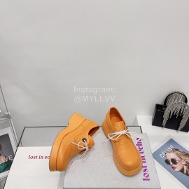 Lost In Echo Fashion Cowhide Thick Soled Lace Up Shoes For Women Orange