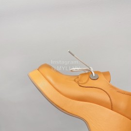 Lost In Echo Fashion Cowhide Thick Soled Lace Up Shoes For Women Orange