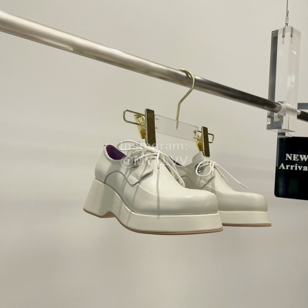 Lost In Echo Fashion Cowhide Thick Soled Lace Up Shoes For Women White