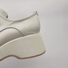 Lost In Echo Fashion Cowhide Thick Soled Lace Up Shoes For Women White