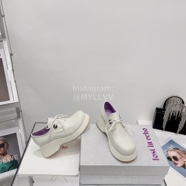 Lost In Echo Fashion Cowhide Thick Soled Lace Up Shoes For Women White