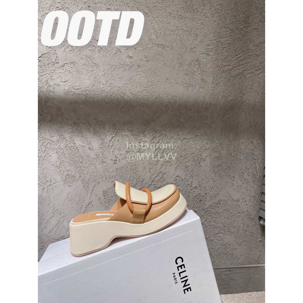 Lost In Echo Sheepskin Thick Soled Sandals For Women Beige