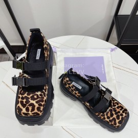 Lost In Echo Leather Leopard Print Thick Soled Mary Jane Shoes For Women 